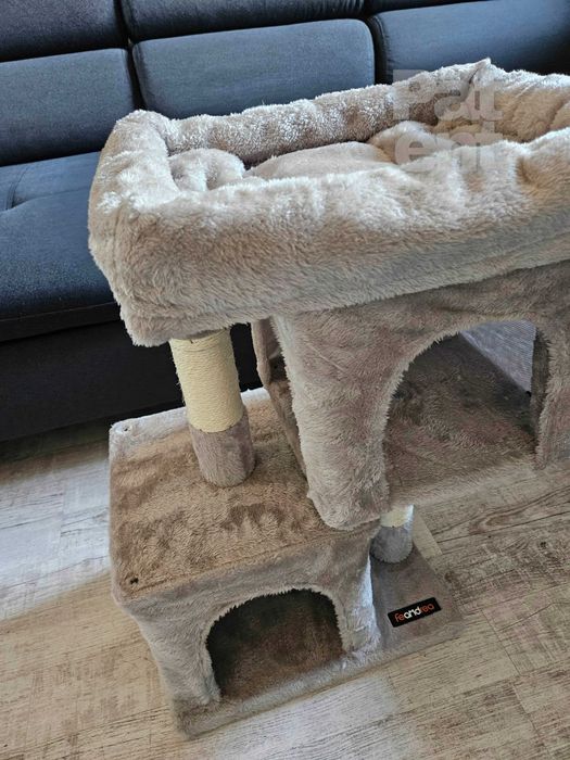 Drapak dla kota kompaktowy 67 cm szary domek słupek legowisko