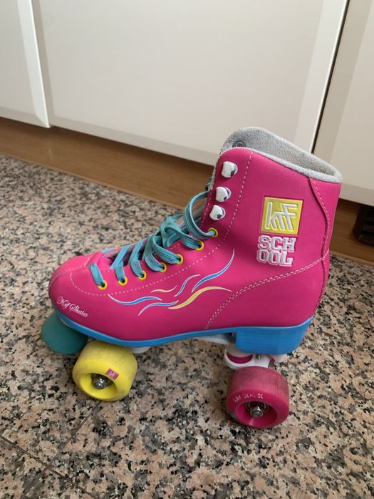 Krf Patins 4 Rodas Roller School Pph Rosa