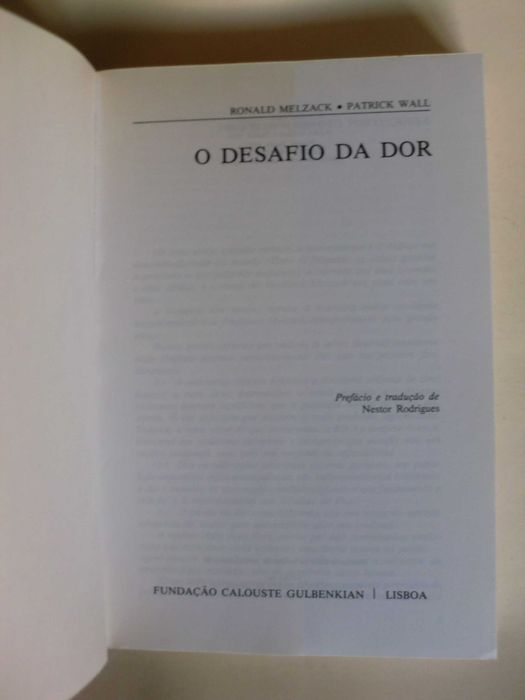 O Desafio da Dor
de Patrick D. Wall e Ronald Melzack