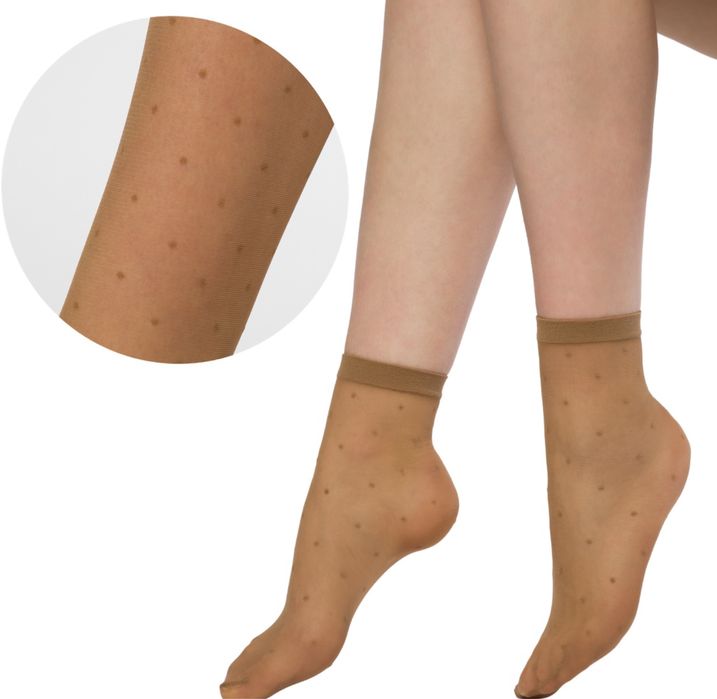 2-pary Skarpetki w kropki cielistym 35-42