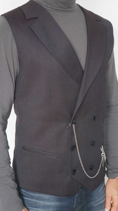 Kamizelka Dwurzędowa Recman Rozmiar 56 Kolor Bordowy Głęboki