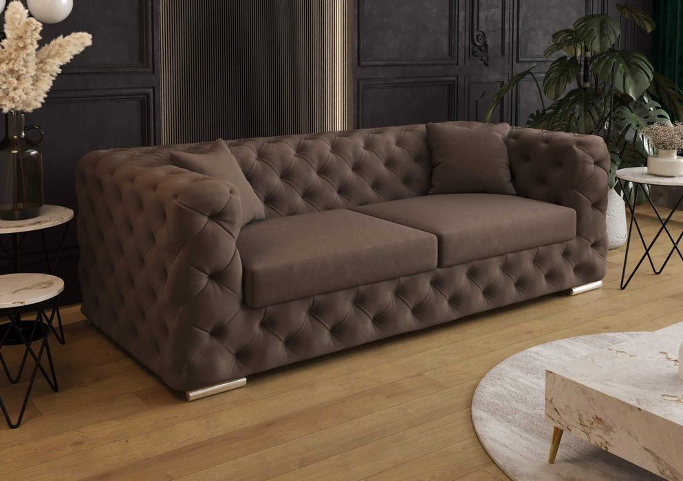 Sofa Chesterfield Rozkładana Funkcja Spania Elegancka VeroLux