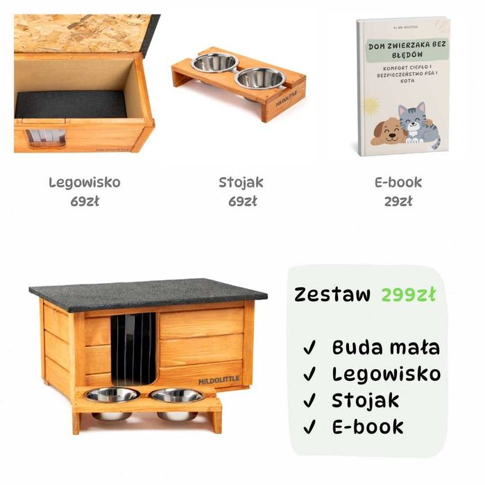 ◼ Buda dla psa kota GRATISY ocieplana drewniana nowa solidna domek