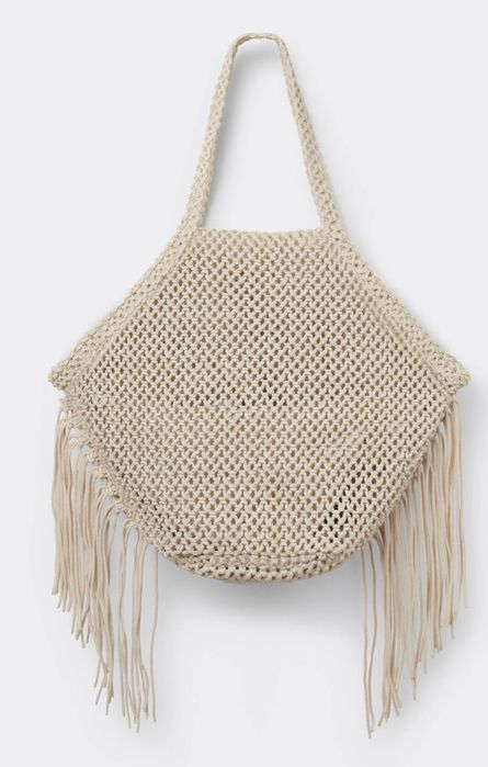 Nowa pleciona viralowa z frędzlami torba duża na ramię Calzedonia Boho