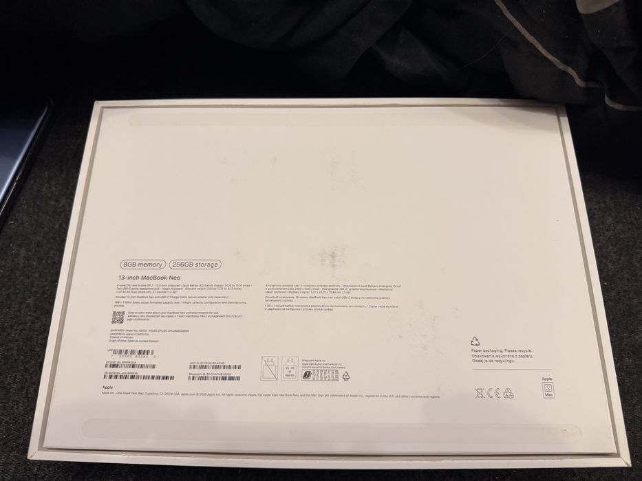 Apple MacBook Neo 13” A18 Pro | 8 GB RAM | 256 GB SSD | Gwarancja