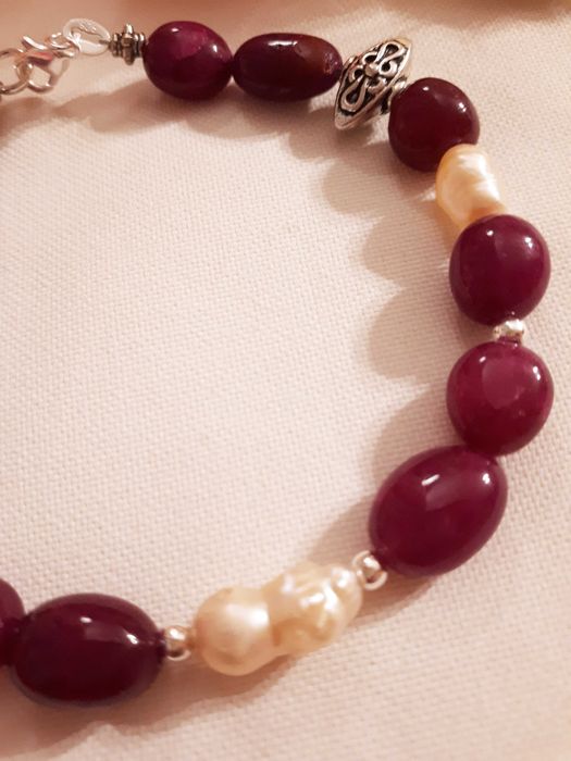 Bransoletka perły i rubiny- czakry Prezent Gwiazdka