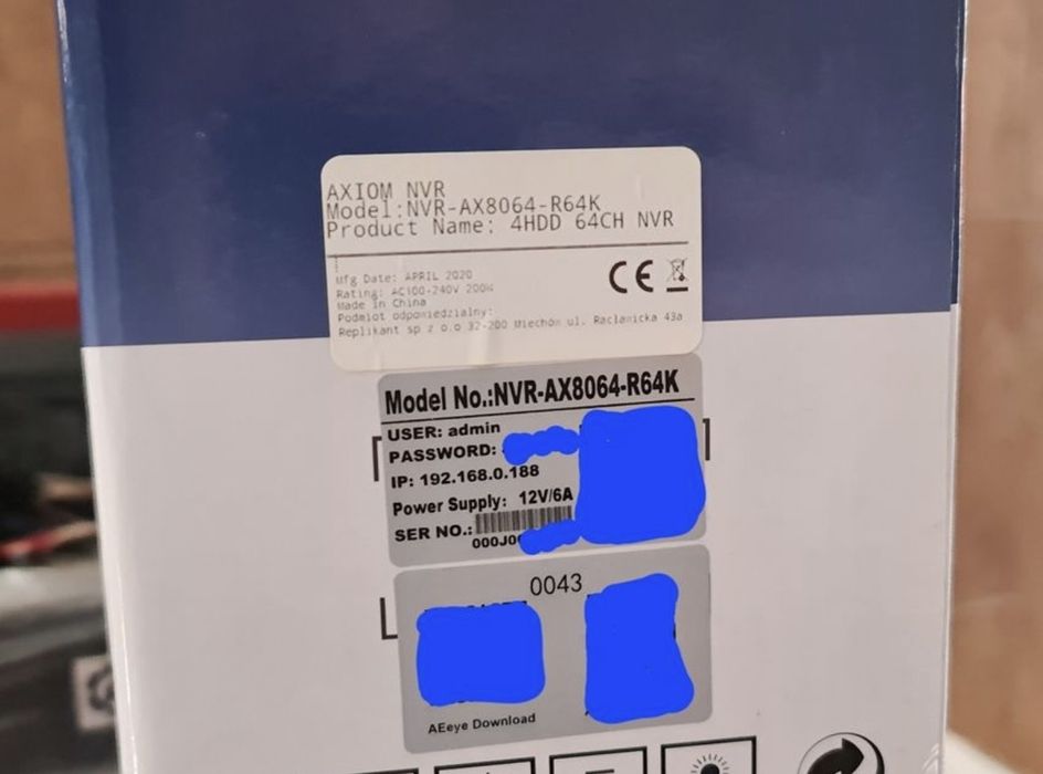 Rejstrator do kamer 64 Kanały 64CH 4K Rejstrator 4K 8MP Monitoring