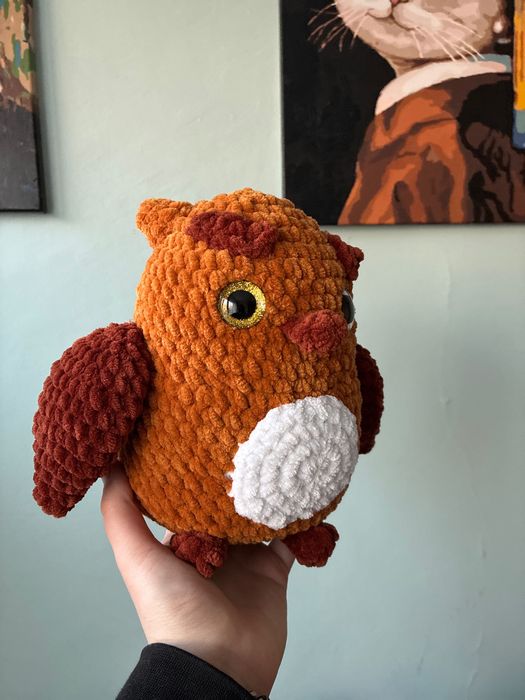 Duża pluszowa sowa na szydełku