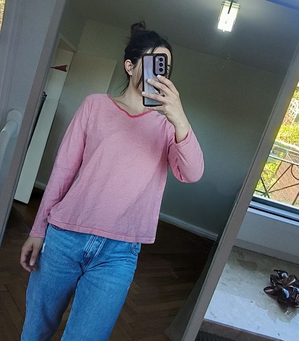 Vintage bluzka w paski pasy bawełna t-shirt L