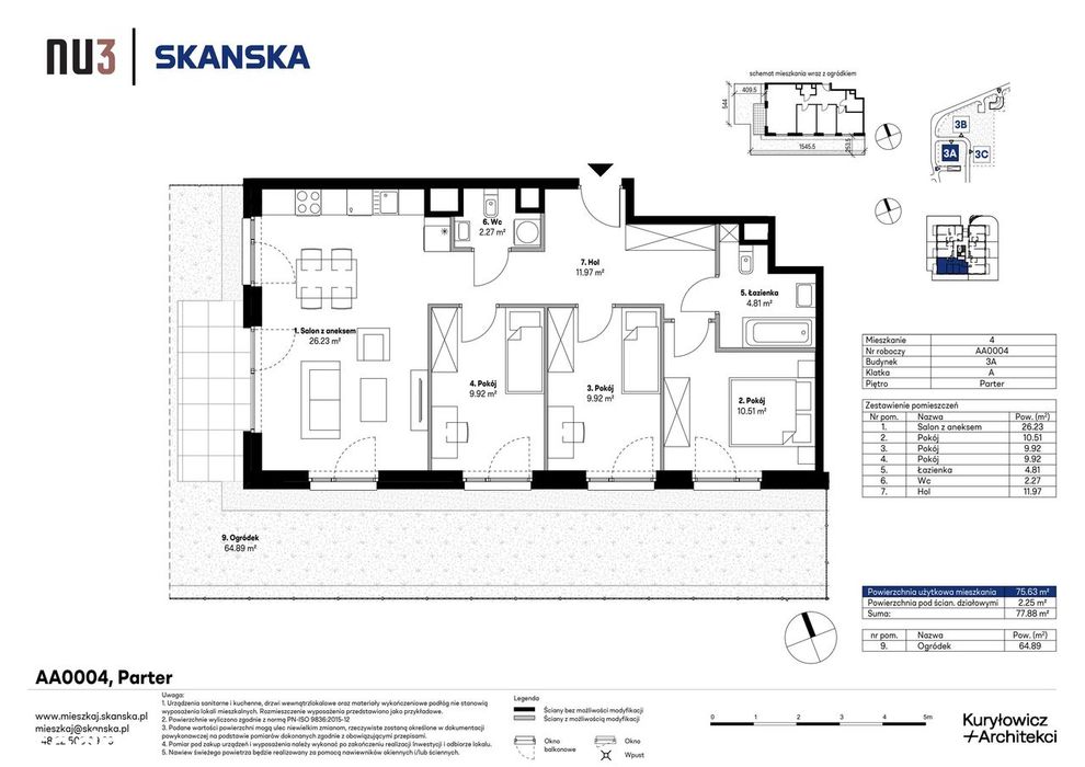 4-pokojowe mieszkanie 75m2 + ogródek Bez Prowizji