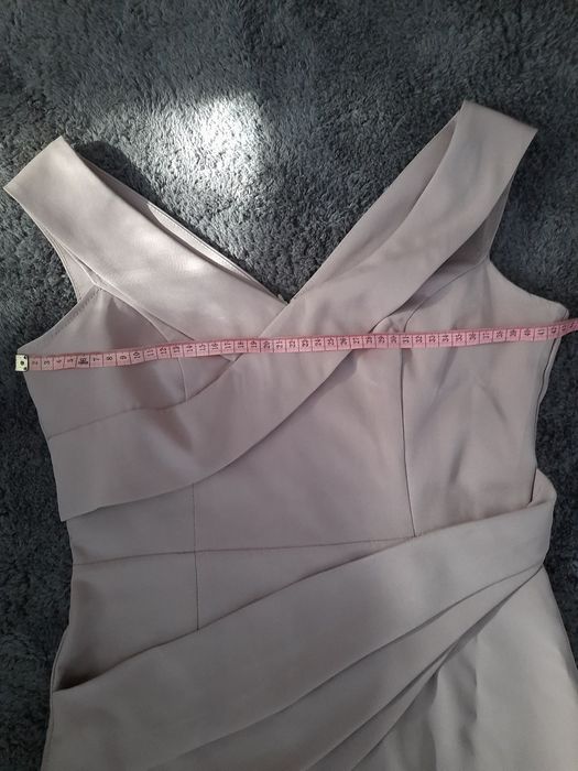 Sukienka elegancka chrzciny wesele M 38 pudrowy róż