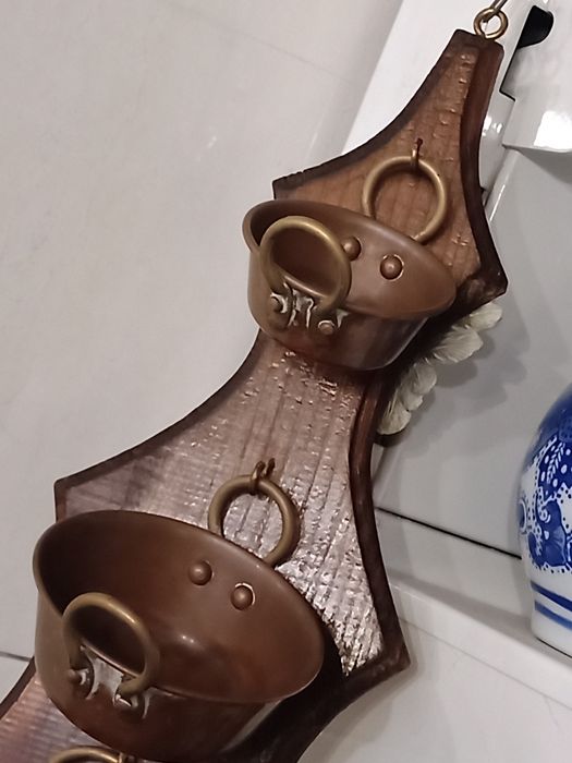 Conjunto de mini tachos antigos em cobre