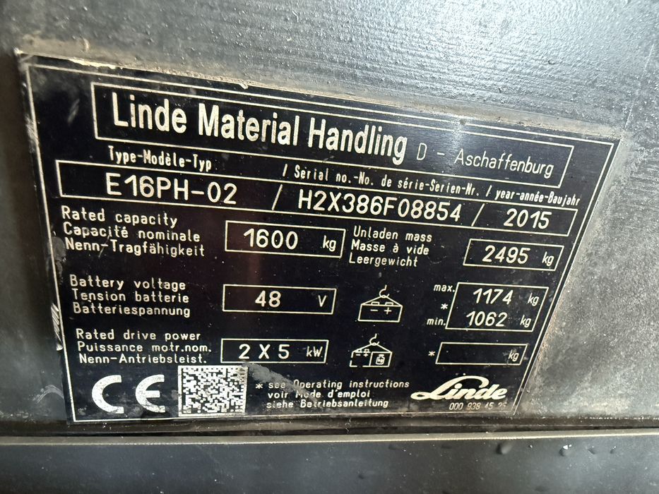 Empilhador LINDE 1600 kg eletrico
