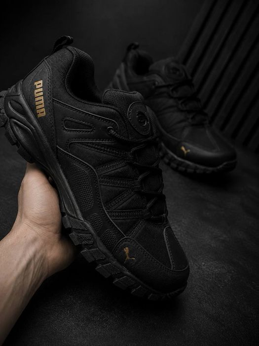 Чоловічі кросівки puma tactical black Шкіряні мужські кросовки puma Чоловічі красовки пума Кожані красовки