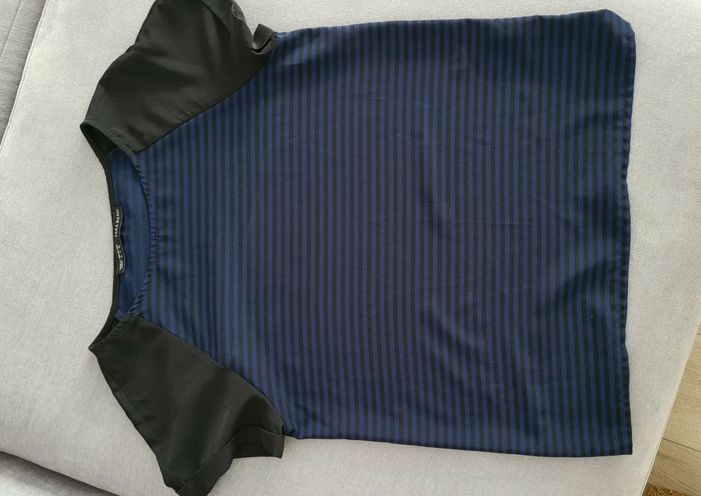 T-shirt granatowo-czarny Zara S