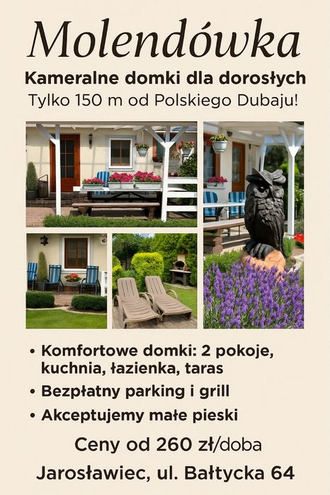 Kameralne domki dla dorosłych 150 m do Dubaju polskiego