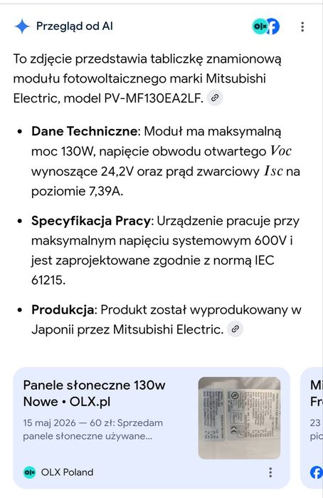 Panele słoneczne 130w