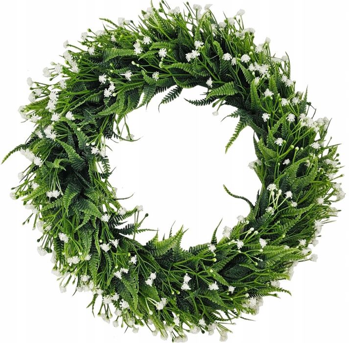 Wianek paprotka z gipsowką białą