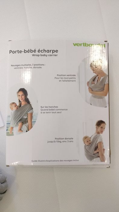 Marsúpio/ Sling/ Écharpe de transporte da Vertbaudet - cinza claro