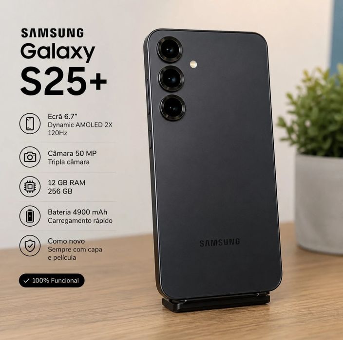 SAMSUNG GALAXY S25+ (Plus) 5G — 12GB RAM / 256GB — como novo com garantia até setembro 2028