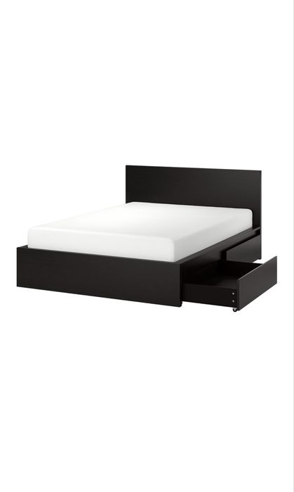 Cama MALM IKEA 140x200 com gavetas, estrado de ripas e colchão