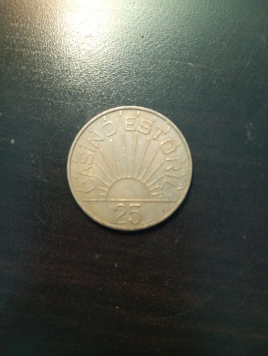 Ficha de jogo - 25 escudos do Casino do Estoril - Portugal -1988