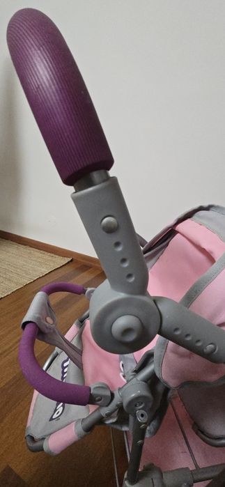 Carrinho de Bonecas Duplo / Gémeos "Titucho" (Rosa e Cinzento)