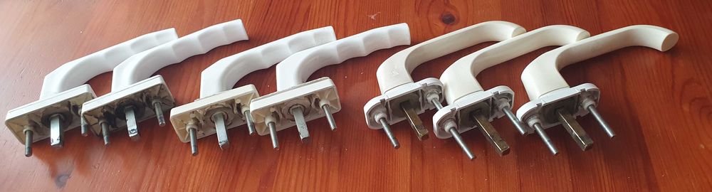 KLAMKI do okien plastikowych używane - sprawne z demontażu - 7 sztuk