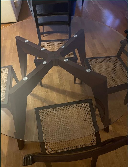Mesa retro nogueira e vidro