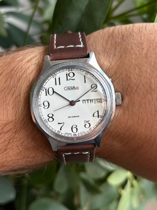 Slava Day-Date 26 Kamieni Biała Tarcza USSR Vintage