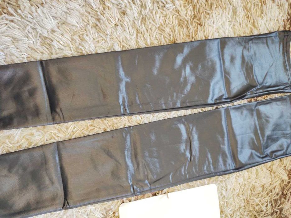 Чулки Лакові довгі чорні панчохи 82см під лакову шкіру КОЖА НОВІ пара