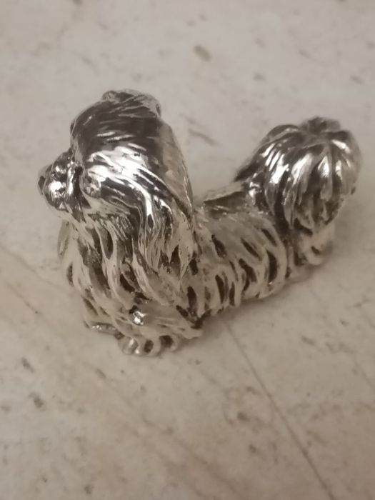 Сувенір, статуэтка Пекинес, гальванопластика, серебро 925