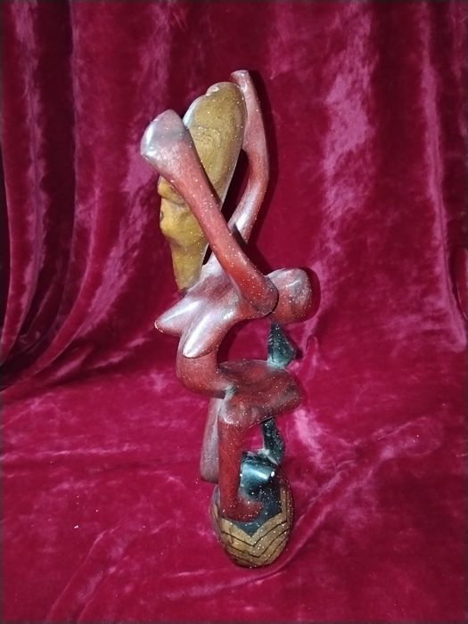Conjunto de 3 estatuetas africanas