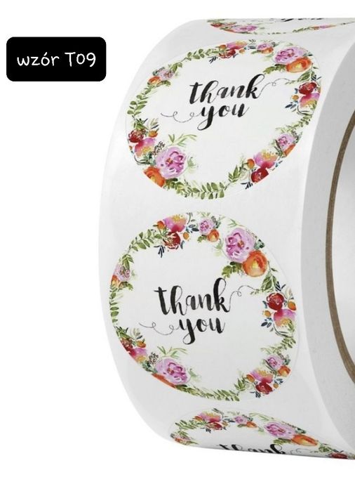 NAKLEJKI ozdobne samoprzylep. THANK YOU 2,5cm 10+1