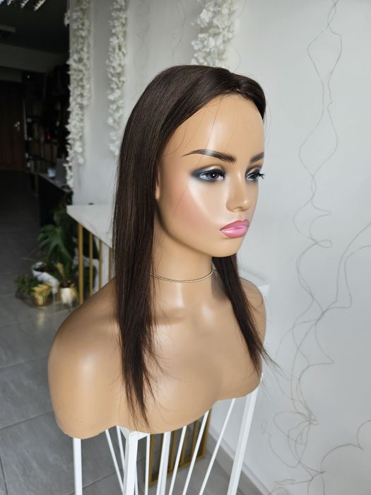 Lekki tupet topper Anna włosy naturalne naturalny brąz