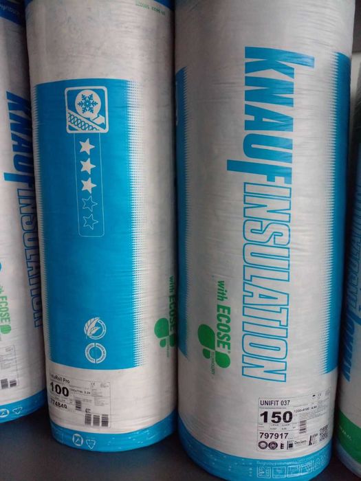 Мінвата 15см в рулонах KNAUF UNIFIT 037, Чехія, сітка, шпагат