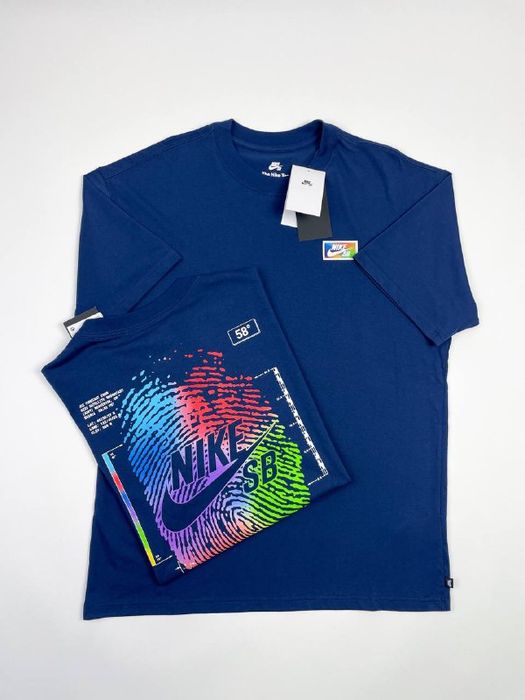 Оригінал! Футболка унісекс Nike SB U Tee OC Thumbprint (темно-синя) (M, L)