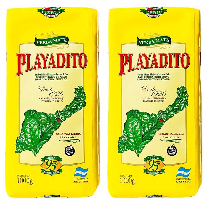 Zestaw Yerba Mate Playadito Elaborada Con Palo Tradicional 2x1kg 2kg