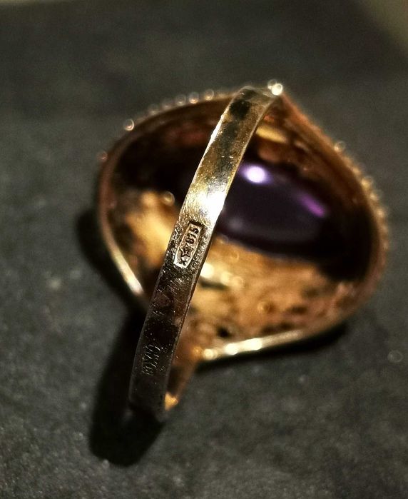 Перстень серебро СССР, Аметист