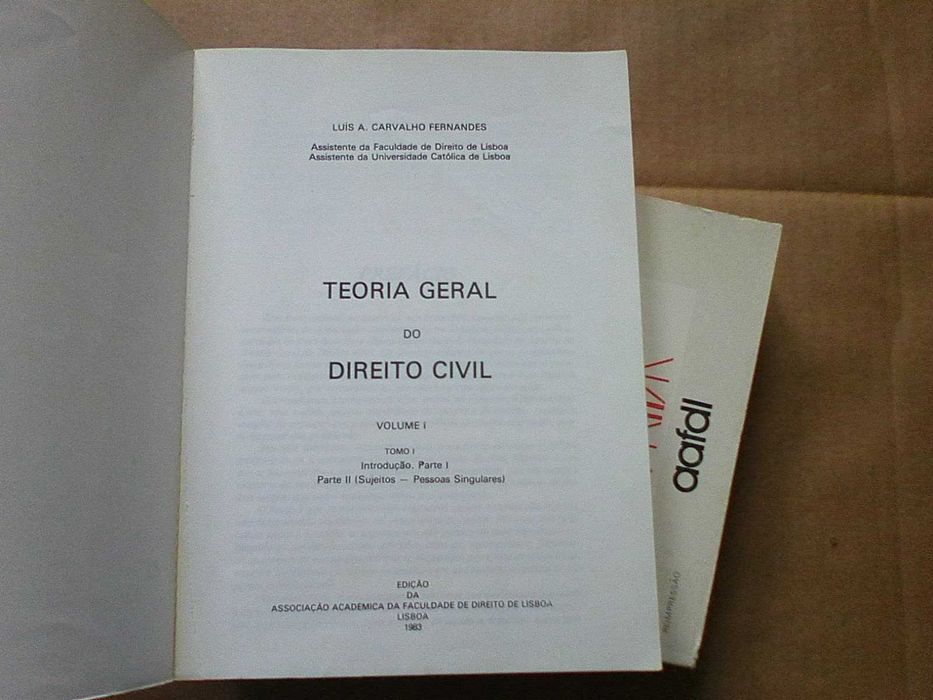 Teoria Geral do Direito Civil  Vol. i Tomo I e Vol II