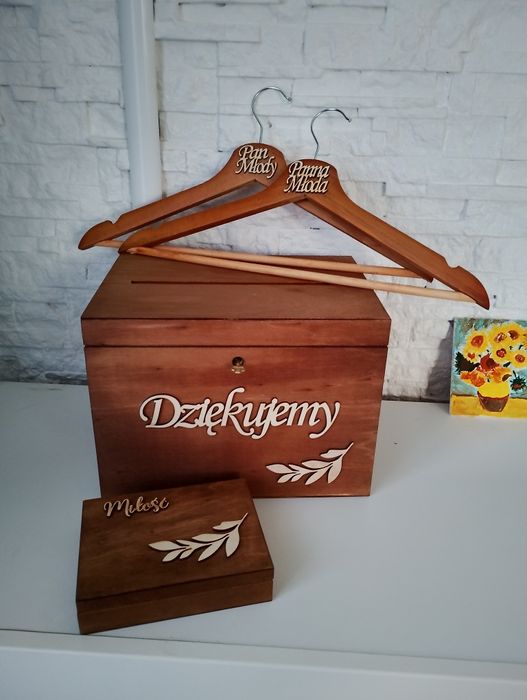 Pudełko na koperty i obrączki ślubne rustykalne