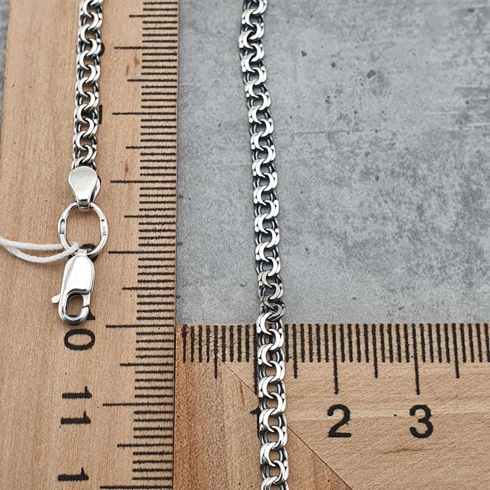Срібна цепочка Бісмарк. Ширина 3,5 мм. Тонкий ланцюжок на шию. 55 см
