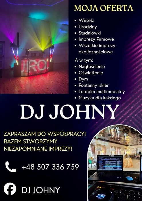 DJ. Wodzirej Wesela  Karnawał,  ,Urodziny 18-30-40stki Sylwester, Andr