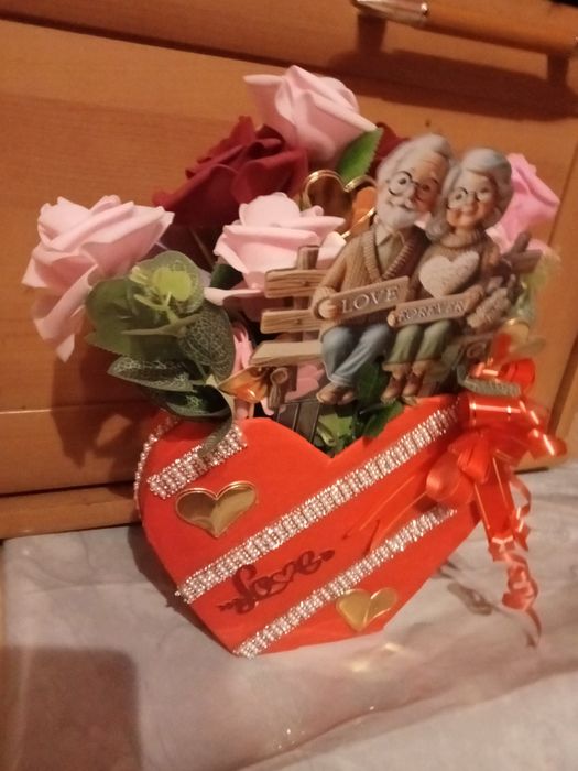 Flawer box serce na Dzień Babci i Dziadka