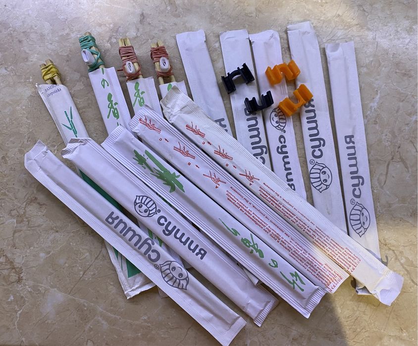 Палочки дерево бамбукові для суші (навчальні) китайські нові