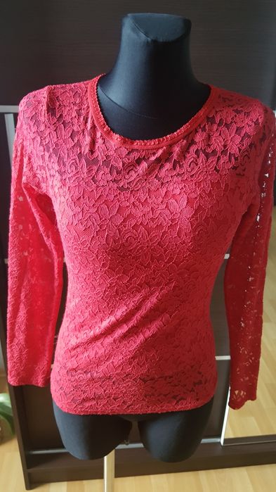 Czerwona bluzka koronkowa, rozm.36-38