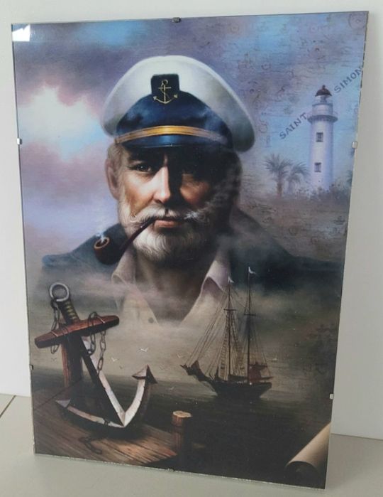 Kapitan i Kotwica morski obrazek plakat A3
