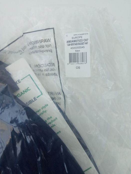 Nowy oryginalny kapelusz Tommy Hilfiger bucket hat granatowy bawełna