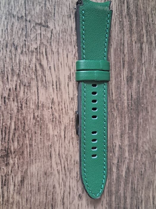 Ремінець на смарт годинник силіконовий та екошкіра зелений 22 mm