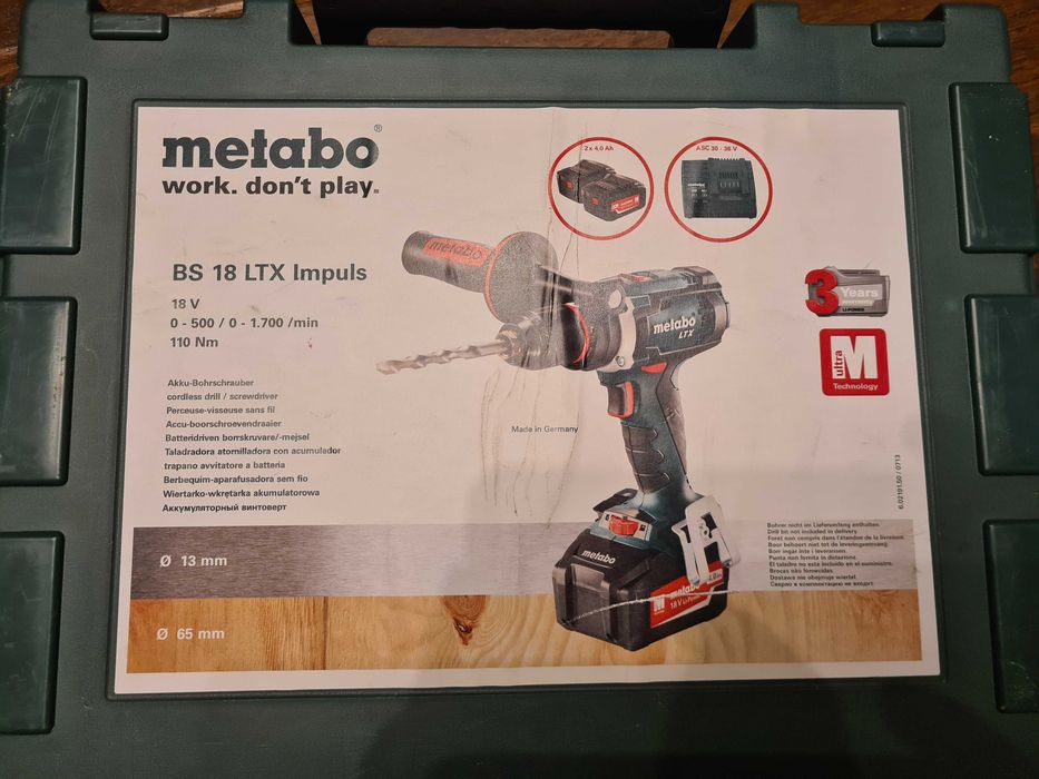 Wiertarko Wkretarka Metabo BS 18 LTX 18V 2x4Ah